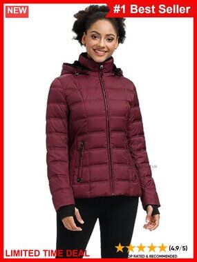 SLOW DOWN Women's Down Puffer Jacket Hooded Winter Coat